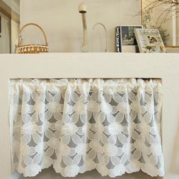 Curtain American Milky White Valance Small Window Kitchen Voile Half Drape Dustproof Home Decoration Porch Special Rod Pocket #E