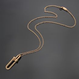 Designer double ring bamboo necklace luxury brand horseshoe buckle pendant earrings female geometric earrings Valentine's Day3488