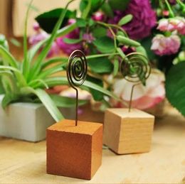 100pcs Wooden Wedding Party Reception Place Card Holder Stand Number Name Table Menu Picture Photo Clip Card Holder ZZ