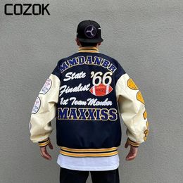 Men's Jackets Heavy Industry Embroidery Baseball Jacket Men Letter Pattern Hip-Hop Y2K Loose Coat Couple Spring Causal Street Varsity Jackets 231202