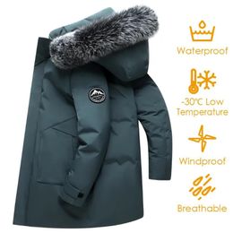 Mens Jackets Autumn Winter Long Men Windproof Down Jacket Coats Warm White Duck Hooded Parkas Multi Pockets Overcoat Male 231202