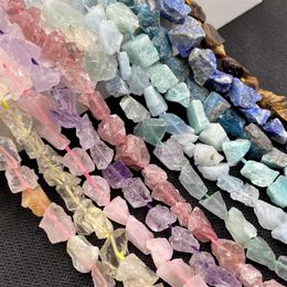 Other Natural form Raw Stone Rough Fluorit Amethysts Amazonite Lapis Lazuli Smoky Crystal Nugget Mineral Beads DIY Bracelet255V