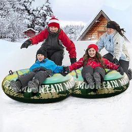 Sledding 47inch Ski Tube Ski Sled Inflatable Outdoor Recreation Ski Tube Wear Resistant Skull Pattern Winter Snow Sled for Outdoor 231201