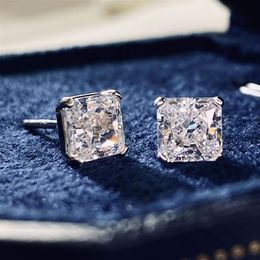 Flower Cut 2ct Diamond Stud Earring 100% Real 925 sterling silver Jewellery Promise Engagement Wedding Earrings for Women Men262r