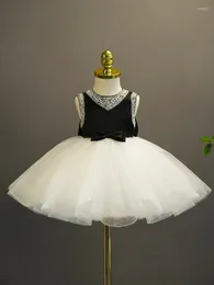 Girl Dresses 2023 Chic And Elegant Birthday Dress For Girls Children Beading With Big Bow Ball Gowns Formal Party Infant Evening