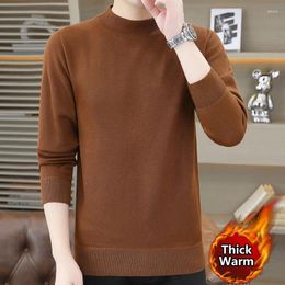 Men's Sweaters 2023 Men Long Sleeve Solid Colour Pullover Half Turtleneck Knitted Sweater Streetwear Slim Fit Thickened Clothes