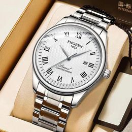 Wristwatches Retro Buesiness Round Watch Simple Luminous Large Calendar Dial Stainless Strap Fashionable Wrist Watches For Men