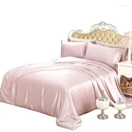 Bed Skirt Hilton El Embroidery Design Summer Cool Silk Naked Bedding Quilt Comforter Set 4PCS For Home Apartment