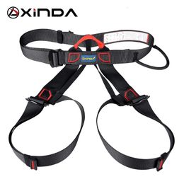 Climbing Harnesses Xinda Professional Outdoor Sports Safety Belt Rock Mountain Climbing Harness Waist Support Half Aerial Survival 231201