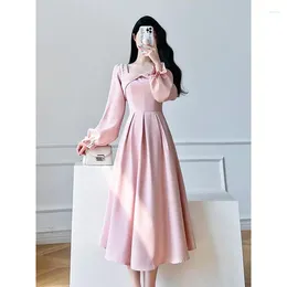 Casual Dresses Women's Clothing 2023 Spring Autumn Korean Style Light Maturity Fashion Elegant Temperament Waist Slim Cocktail Dress