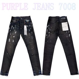 Mens Purple Jeans Designer Jeans Fashion Distressed Ripped Bikers Womens Denim cargo For Men Black Pants PU7008