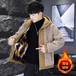 Men's Jackets Autumn Winter Jacket Men Thicken Fur Lined Warm Coats Clothing 2023 Hooded Korean Style Slim Fit Casual