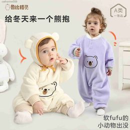 Clothing Sets Baby Rompers Polar Fleece Long Sleeve with Hat Bodysuit One-Piece Keep Warm Organic Baby Bodysuits 5-day Shipping Baby ClothesL231202