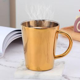 Mugs 300ml Gold Beer Cups Stainless Steel Water Cup Double Layer Milk Metal Coffee Mug Tableware Kitchen Drinking Serving Tools