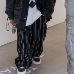 Trousers Kid Pant 2023 Winter Children Wear Boys Black And White Vertical Stripes Casual Cashmere Pants Straight Leg Wide-leg