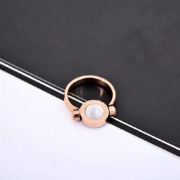 High-quality rose gold double-sided rotation With Side Stones Rings Fashion lady creative flip ring Send original gift box3094