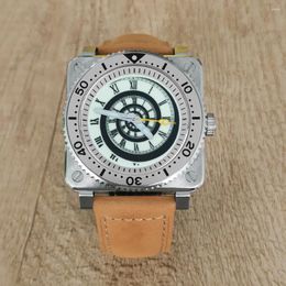 Wristwatches Men's Watch Without Logo 42MM Stainless Steel Square Thread Green Glow Lettering Assembly Japanese NH35 Movement