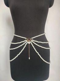 Belts Women's Waist Chain Belt Fashion Pearl Multi-Layer Tassel Decoration Body Jewellery For Women