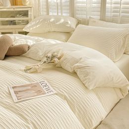 Bedding sets Seersucker Set Duvet Cover Flat Sheets Pillowcase Bed Sheet Soft Comforter Linens Nordic Ins Style 231202