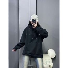 Autumn and Winter New Crooker Cross Metal Press Iron Hooded Velvet Sweater for Men and Women Stylish texture with hoodie