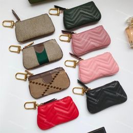 Men women Key Wallets Designer Fashion Coin Purse Card Holder Pendant Wallet genuine leather zipper Bag Accessoires 8 Color313f