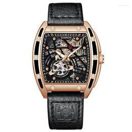 Wristwatches Automatic Mechanical Watch Hollow Flywheel Waterproof Luminous Square Men's