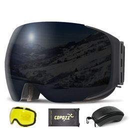 Ski Goggles Professional Magnetic Men Women 2s Quickreplacement Lens and Case UV400 Protection Antifog Snowboard Glasses 231202