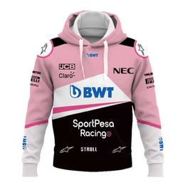 YXH8 Capuzes masculinos 2023/2024 NOVA F1 F1 FORMULA 1 Equipe de corrida Sorto de camisetas Match Point BWT Pink Rosa Confortável Jersey Linha Power