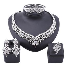 African Crystal Jewellery Set Fashion Indian Jewellery Sets Bridal Wedding Party Elegant Women Necklace Bracelet Earrings Ring258P
