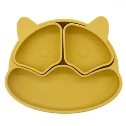 Dinnerware Baby Safe Sucker Silicone Dining Plate Solid Cute Cartoon Children Dishes Suction Toddle Training Tableware Feeding