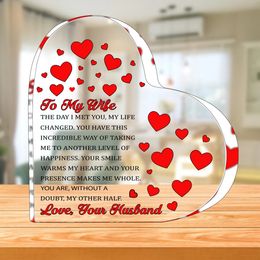 Decorative My wife who is decorating my husband's heart shaped acrylic tablet home I love your romantic gift. Acrylic Keepsake decoration 231202