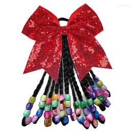 Hair Accessories Christmas Large Beads Ponytail Kids Ties With Glitter Cheer Bow Girls Elastic Balls