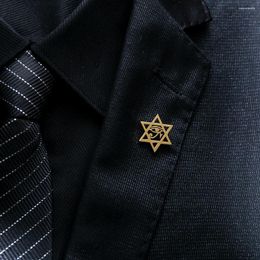 Brooches Tangula Jewish Star Of David Brooch For Men Stainless Steel Egypt Eye Ra Amulet Badge Pin Jewelry Groom Wedding Accessories