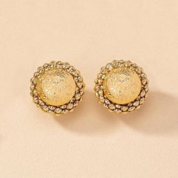 Stud Earrings Simple Geometric Circular Vintage Personality Trend Fashion Women Classic Gold Colour Jewellery Party Gifts RG0085