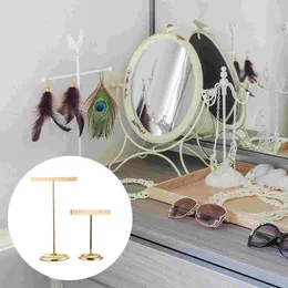 Jewelry Pouches 2 Pcs Stud Earring Organizer Metal Display Stand Exquisite Shelves T-shaped Racks Brackets Storage Creative Stands Miss