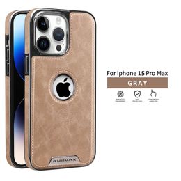 Luxury Magnetic Leather Vogue Phone Case for iPhone 15 14 13 12 Pro Max Durable Sturdy Business Plating Car Mount Back Cover Supporting Wireless Charging Shockproof