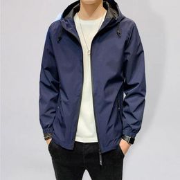 Men's Jackets Soft Men Jacket Versatile Mid Length With Hood Zipper Pockets Elastic Cuff Stylish Spring/fall Coat For A