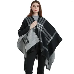 Scarves Autumn Warm Elegance Wraps For Women Slit Tourism Black And White Cheque Shawl Female Korean Style Casual Scarf Winter