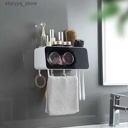 Toothbrush Holders Set Automatic Wall Mount Toothpaste Bathroom Squeezer Accessories Holder Tool Q231201