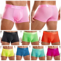 Underpants JOCKMAIL Mens Boxer Sexy Underwear Calzoncillos Boxer Briefs Mesh Soft Underpants Male Panties Pouch Shorts Ice Silk Pants Short 231202