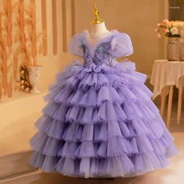 Girl Dresses Fluffy Baby Birthday Dress Ball Gown Princess Prom Party Child 1-14T Outift Flower