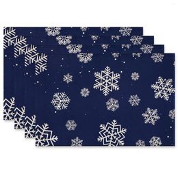 Table Mats Christmas Placemats Decor Winter Snowflakes For Indoor And Outdoor Party Dining 4PCs
