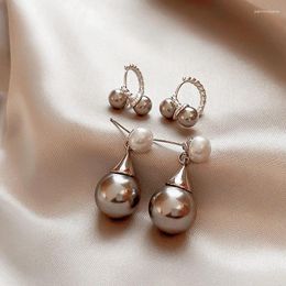 Dangle Earrings 2023 Trendy Grey Pearl For Women Creative Fashion Designers Jewellery Bijoux