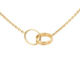 Fashion Designer necklaces with screw diamond double circle Love necklace for girlfriend white gold Rose pendant Stainless Steel p267L