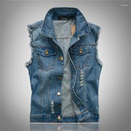 Men's Vests 2024 Ripped Jean Moto Jacket Denim Vest Hip Hop Coats Waistcoat Men Cowboy Sleeveless Male Tank Plus Size 6XL