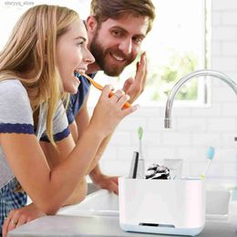 Toothbrush Holders Toothbrush Holder With Drainage Hole Bathroom Countertop Dispenser Vanity Stand Organiser Storage For Electric Toothbrush/Toothp Q231202