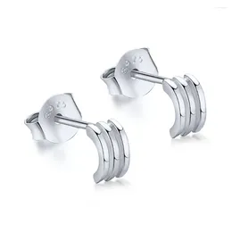 Stud Earrings S925 Pure Silver Ear Studs For Women's Design Sense Minimalist INS Simple Half Round And