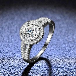 925 Sterling Silver Halo Diamond Women 1 CT 100% GRA Moissanite Engagement Rings With Side Stone Bridal Band Fine Jewelry317t