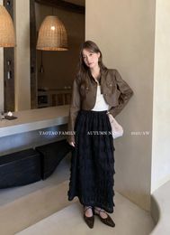 Women's Clothing of 13 Rows Peach House 2023 Long Skirt Autumn and Winter New Pine Tight Waist Skirt Commute Leisure A- line Skirt 561-1