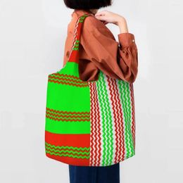 Shopping Bags Colourful ZigZag Bag Women Shoulder Canvas Tote Washable Bohemian Modern Geometric Grocery Shopper Handbag Gift